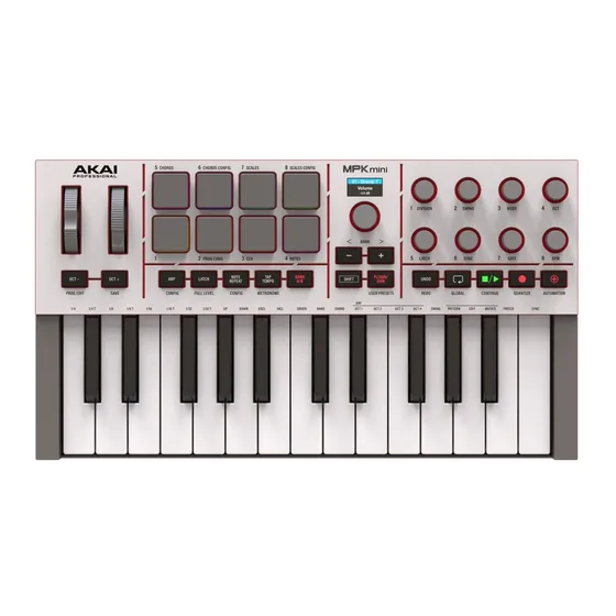 Akai MPK Mini MK4 MIDI-keyboard med pads i grått