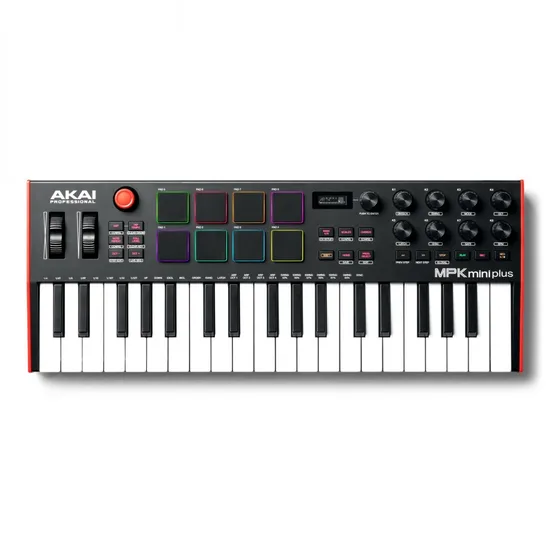 Akai MPK Mini Plus MIDI-keyboard med 37 tangenter, pads och rattar