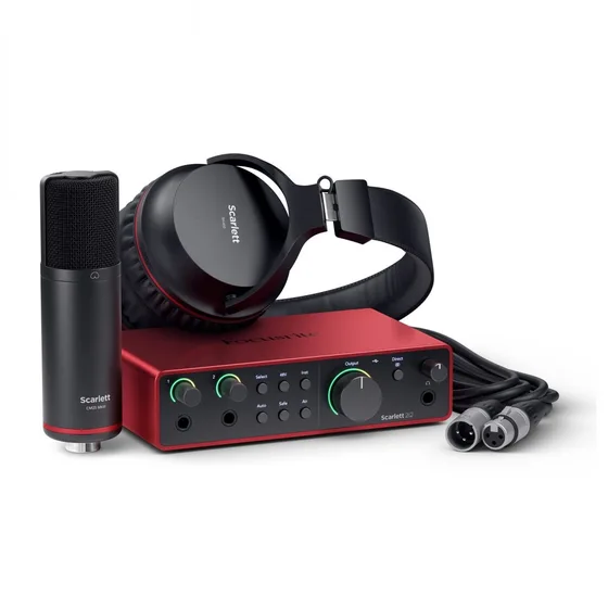 Focusrite Scarlett 2i2 Studio med ljudkort, mikrofon och hörlurar
