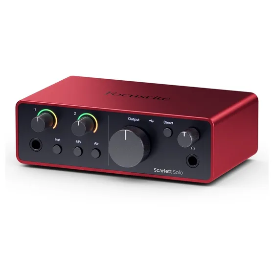 Focusrite Scarlett Solo ljudkort med gain-ratt och hörlursutgång