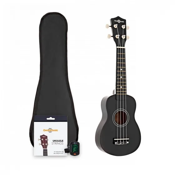 Svart ukulelepaket från Gear4music